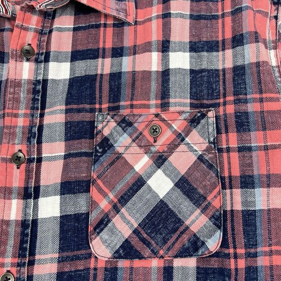 Flag & Anthem Red White Blue Plaid Short Sleeve 100% Cotton Button Shirt Men XL - Picture 5 of 10